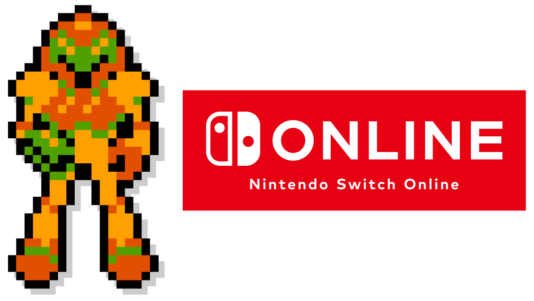 Pixel Samus and NSO logo